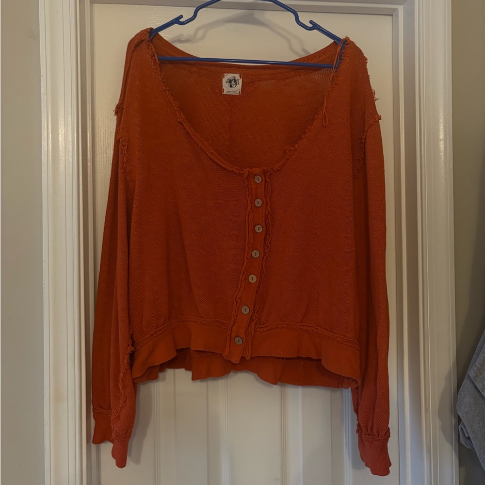 We The Free Burnt Orange Button Down Shirt Large